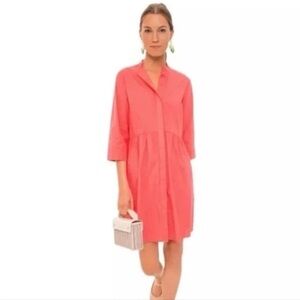 Tuckernuck Womens Poplin Royal Shirt Dress XS Poppy Pink Old Money Quiet Luxury